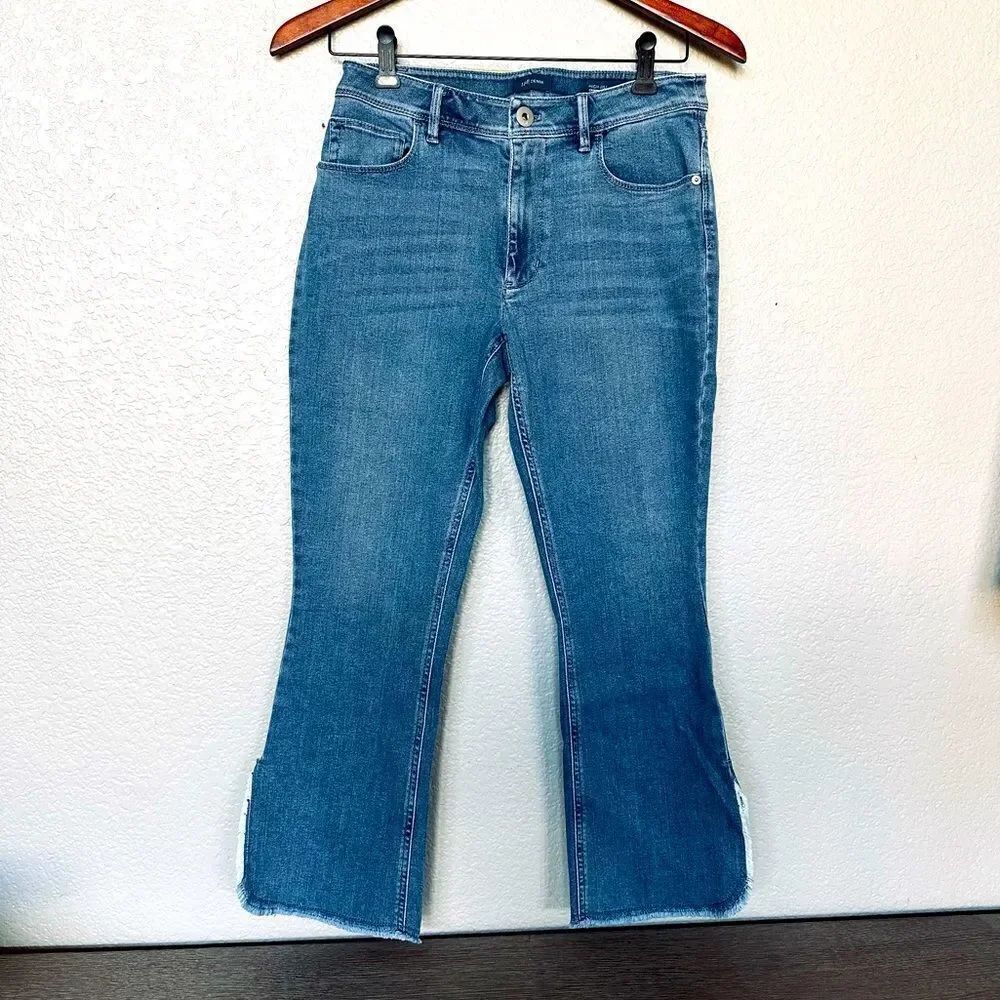 J.Jill Denim High Rise Cropped Fringe Hem Jeans 2